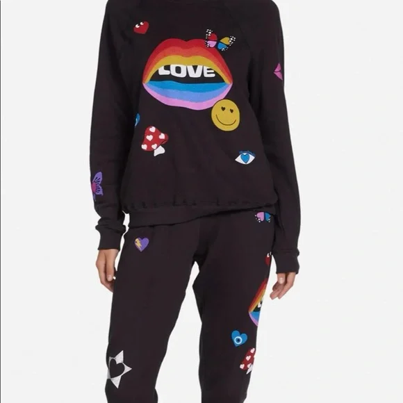 Lauren Moshi Anela Love Collage Sweatshirt in Black (M and L) - Picture 2 of 7